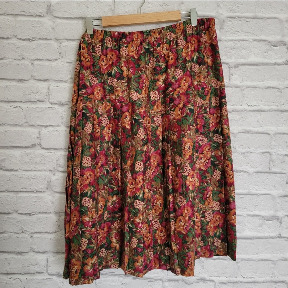 Vintage retro floral pleated skirt size 24w